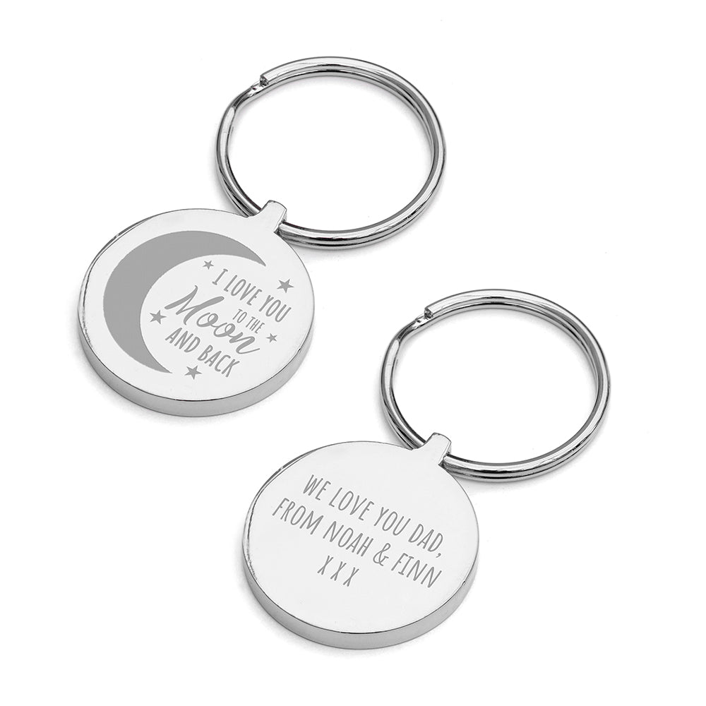 Personalised Moon and Back Keyring - Engraved Memories