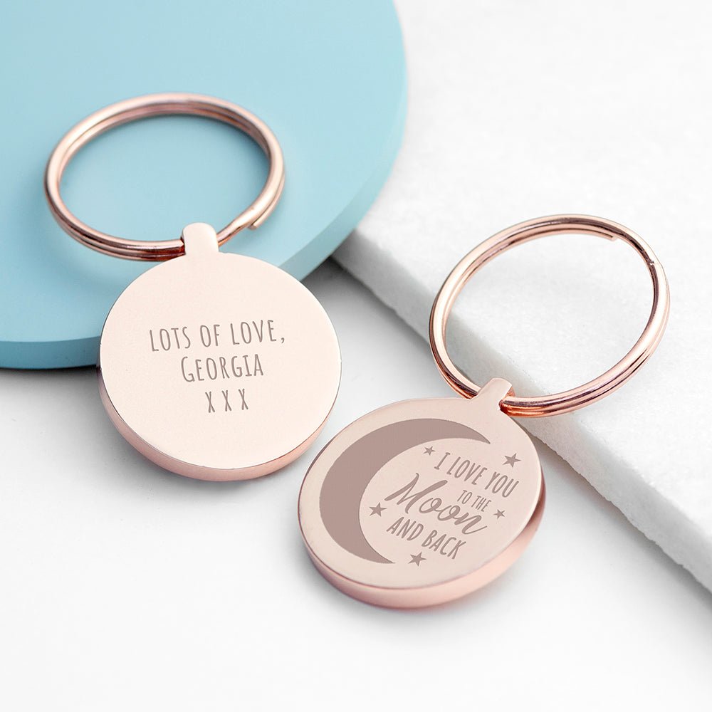 Personalised Moon and Back Keyring - Engraved Memories