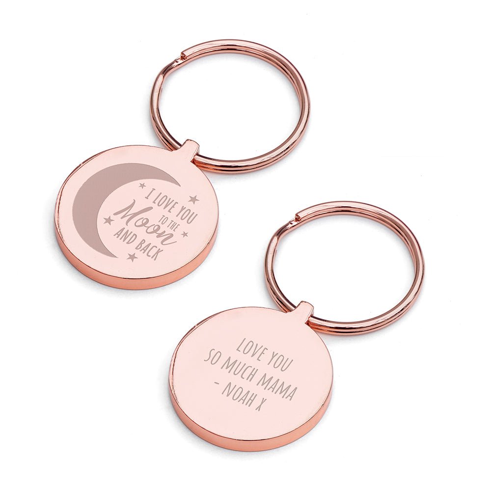 Personalised Moon and Back Keyring - Engraved Memories