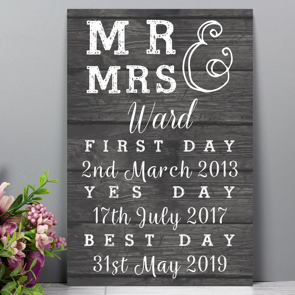 Personalised Mr & Mrs First Day Yes Day & Best Day Metal Sign, Wedding gift - Engraved Memories