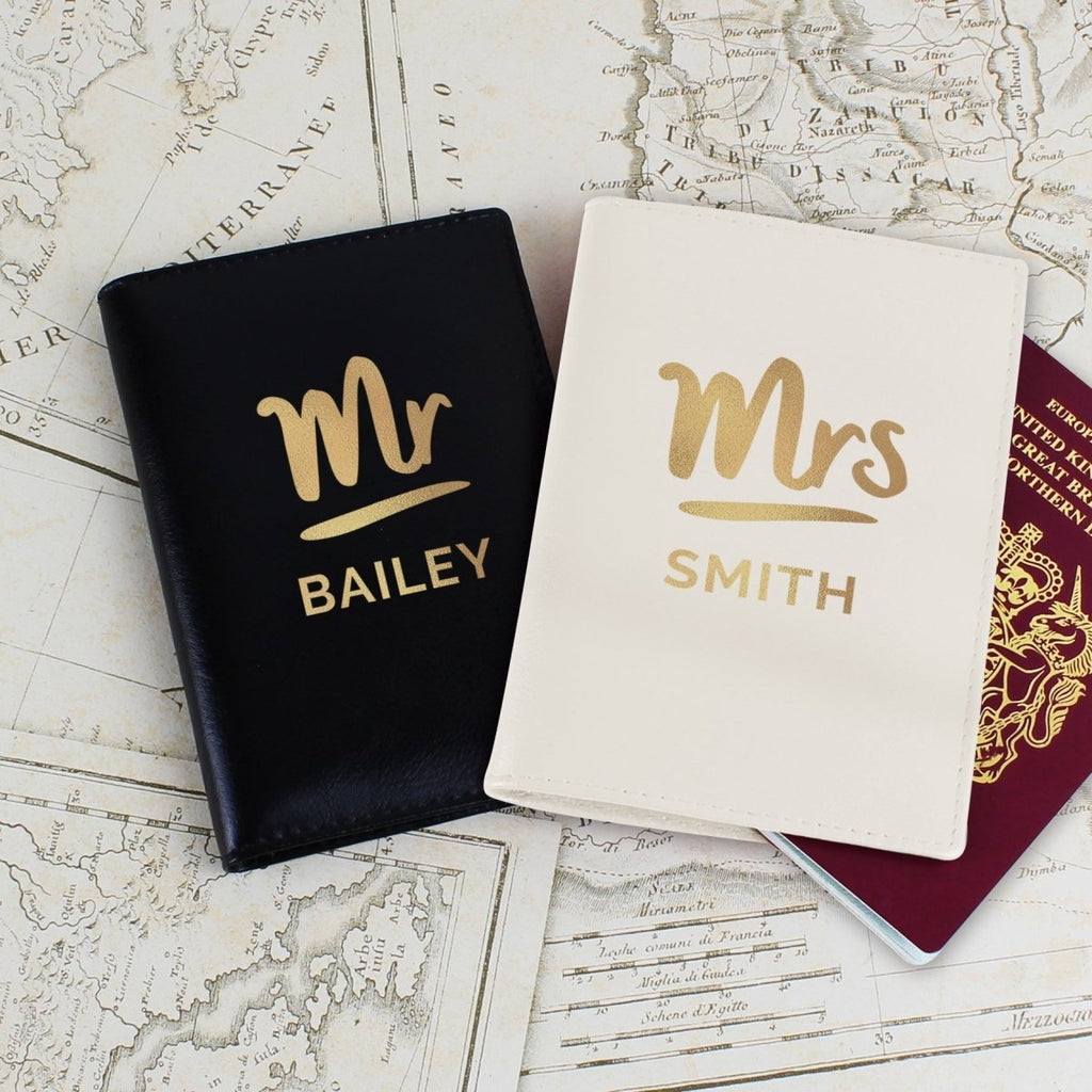 Personalised Mr & Mrs Passport Holders Set - Engraved Memories