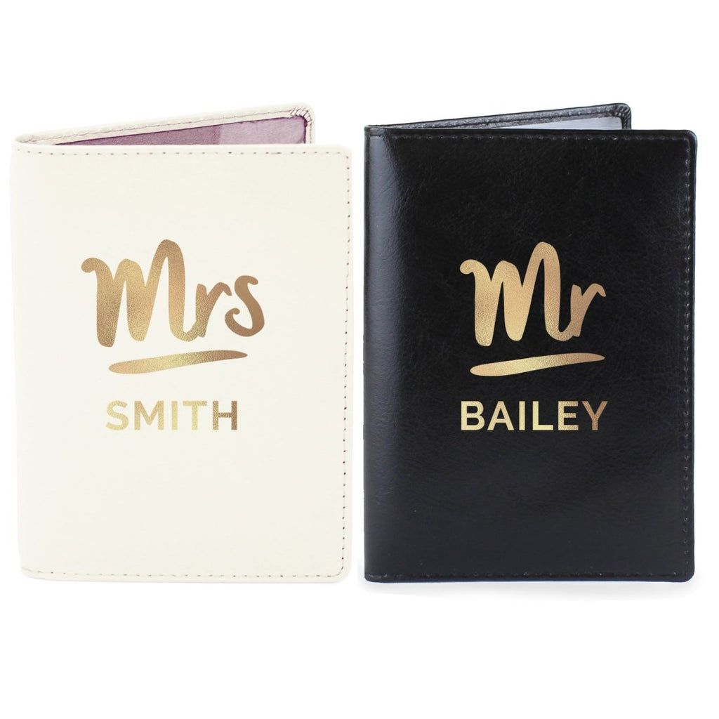 Personalised Mr & Mrs Passport Holders Set - Engraved Memories