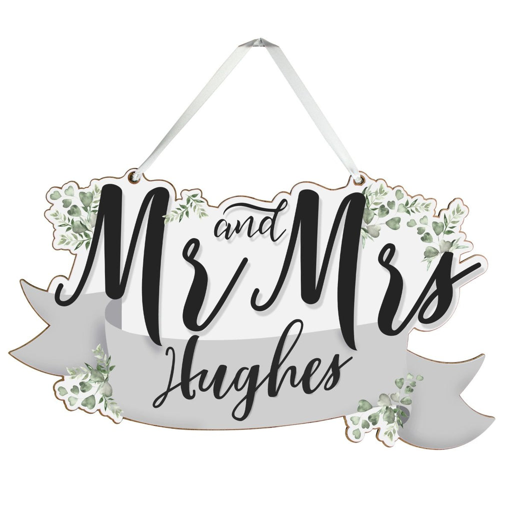 Personalised Mr & Mrs Wedding Wooden Hanging Decoration - Engraved Memories