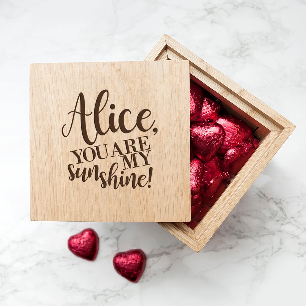 Personalised My Sunshine Oak Photo Cube - Engraved Memories