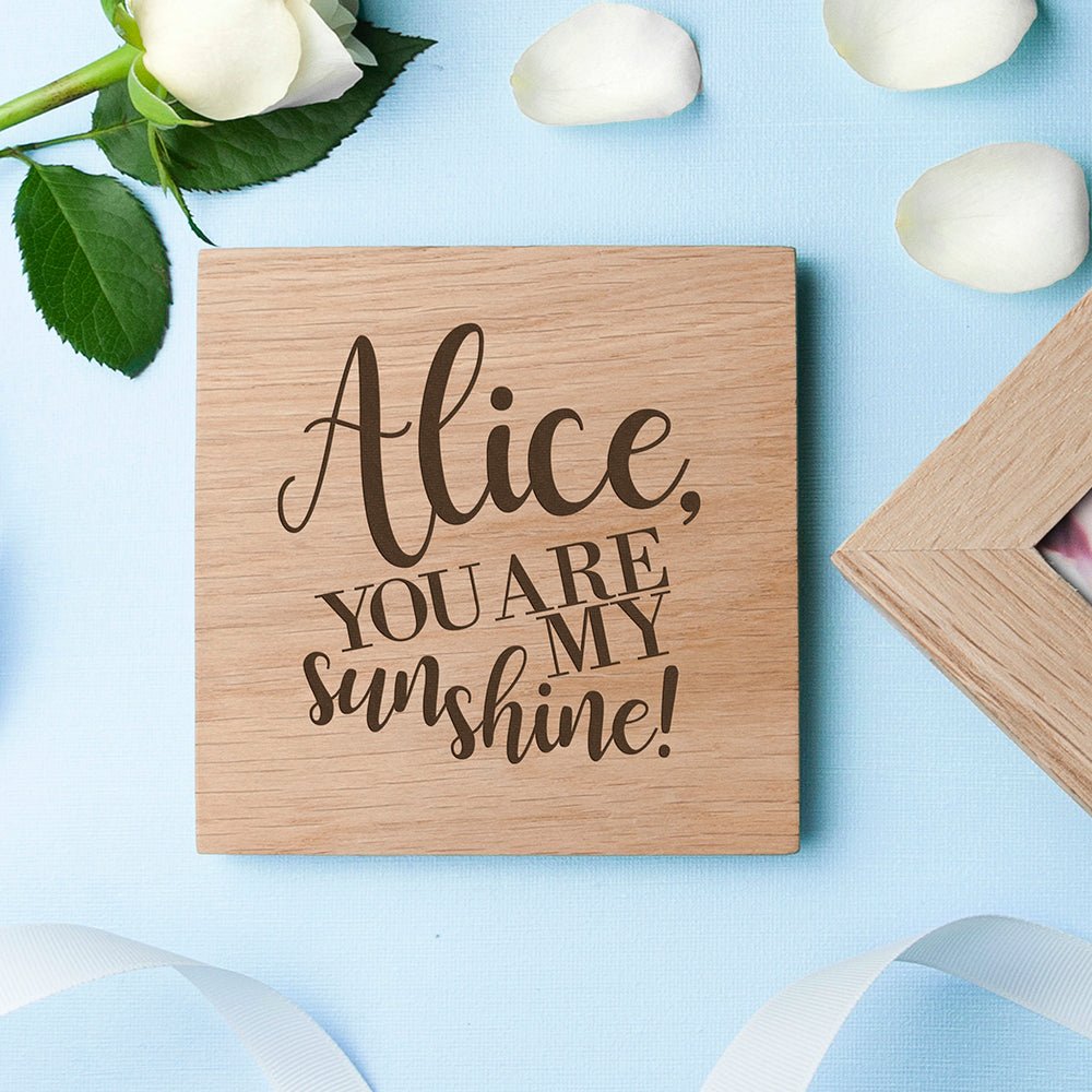 Personalised My Sunshine Oak Photo Cube - Engraved Memories