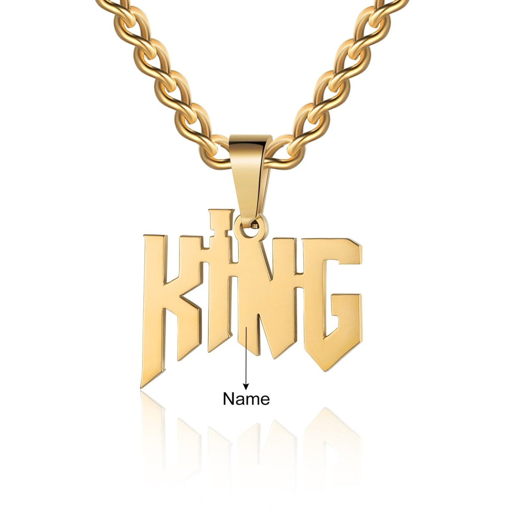 Personalized name necklace, stainless steel/gold/rose gold plated, 50+5cm rope chain, 13.4g.