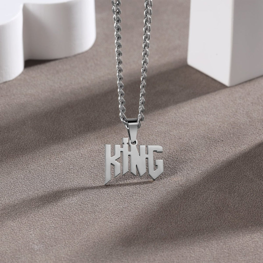 Personalized name necklace, stainless steel/gold/rose gold plated, 50+5cm rope chain, 13.4g.
