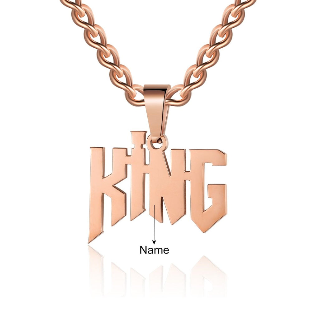 Personalized name necklace, stainless steel/gold/rose gold plated, 50+5cm rope chain, 13.4g.
