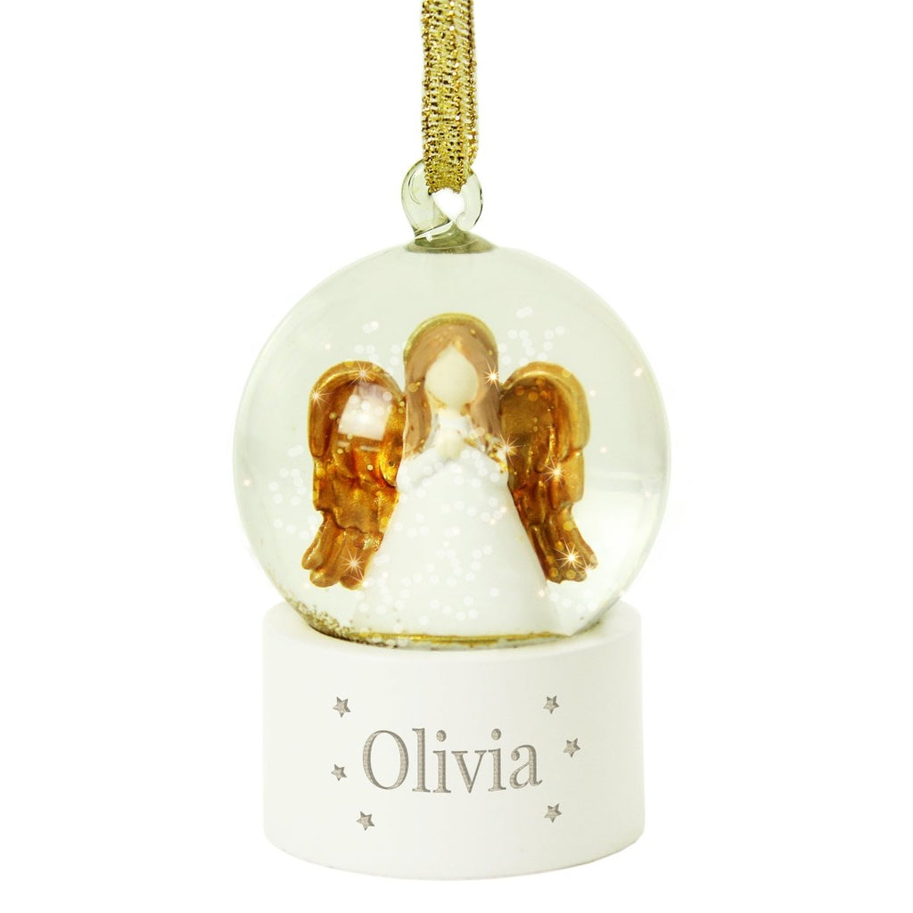 Personalised Name Only Angel Glitter Snow Globe Tree Decoration - Engraved Memories