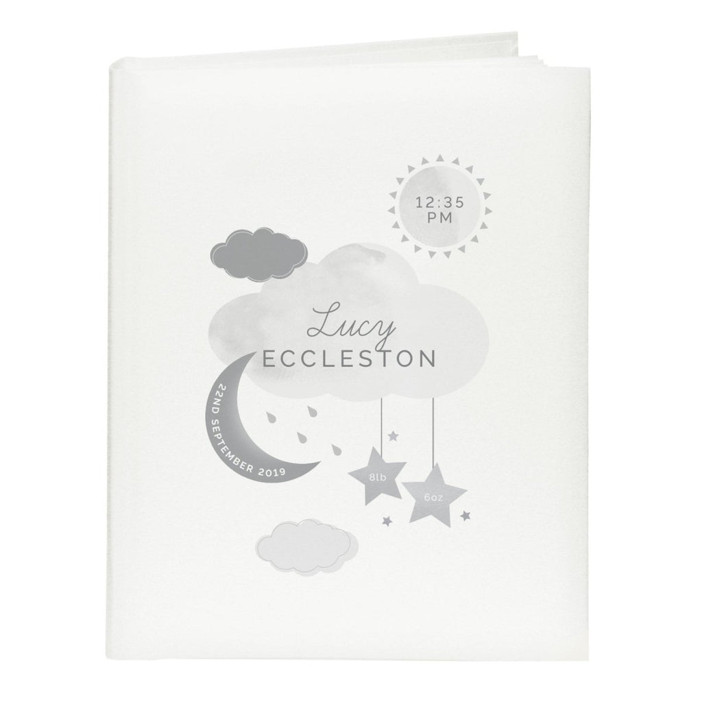 Personalised New Baby Moon & Stars Album with Sleeves - Engraved Memories