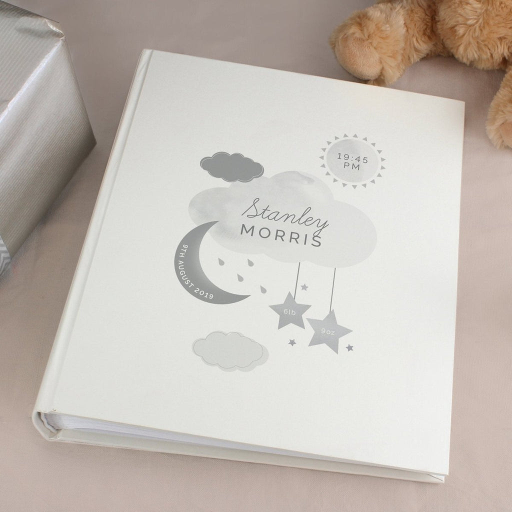 Personalised New Baby Moon & Stars Album with Sleeves - Engraved Memories