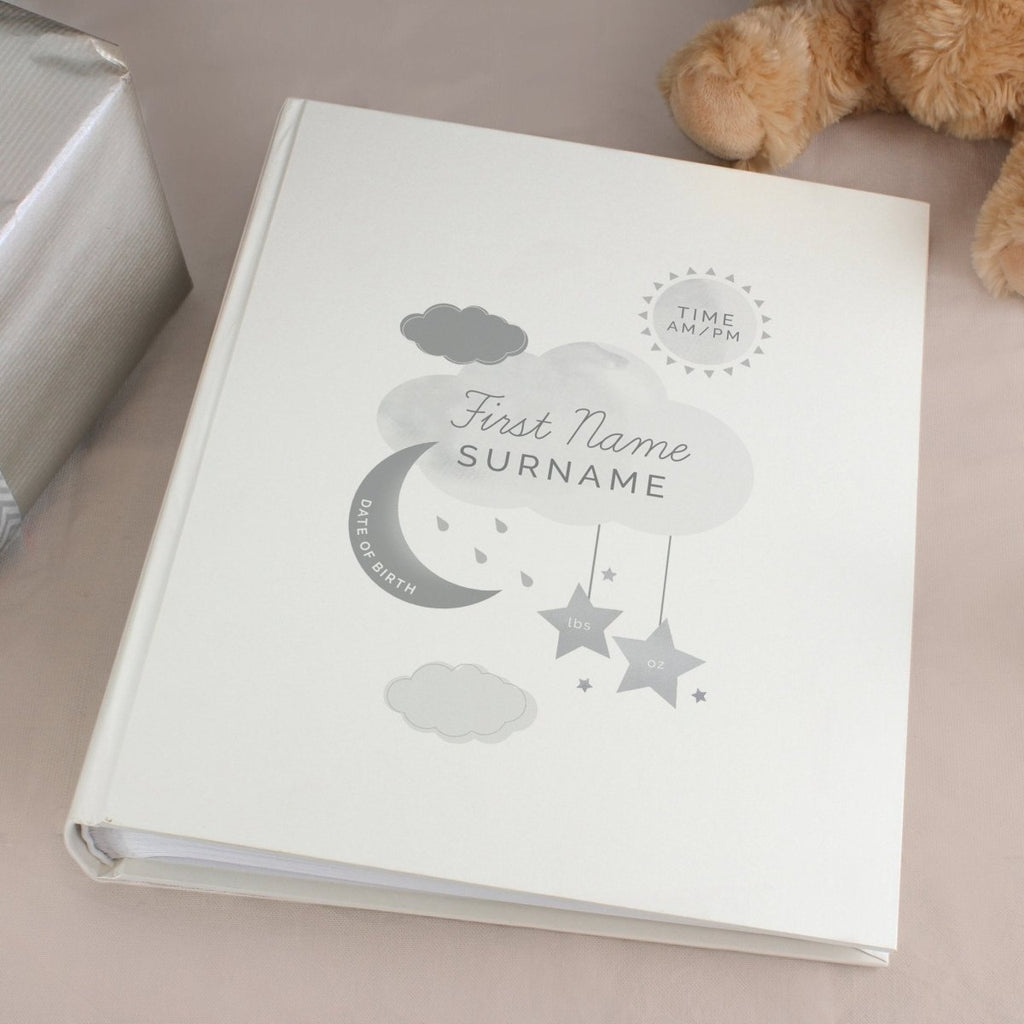 Personalised New Baby Moon & Stars Album with Sleeves - Engraved Memories