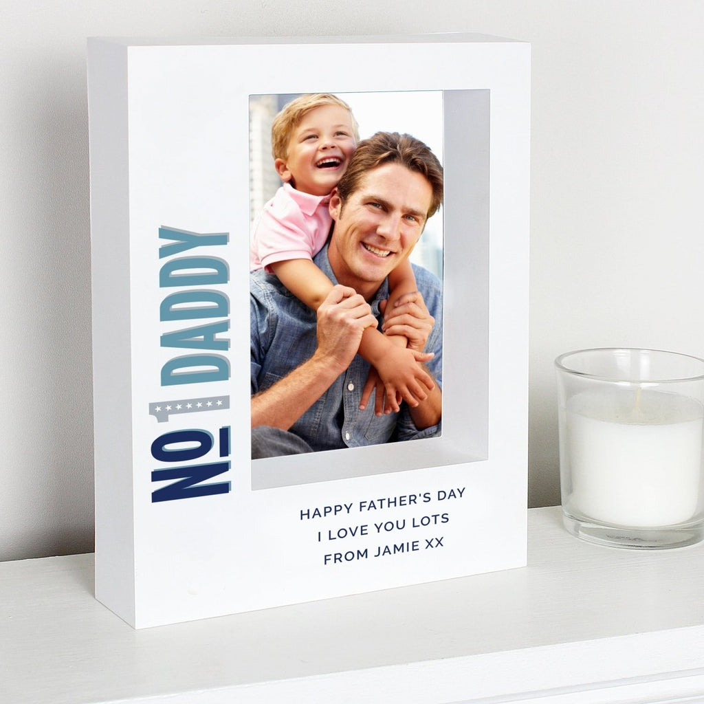 Personalised No.1 5x7 Box Photo Frame, Father's day Gift for Men - Engraved Memories