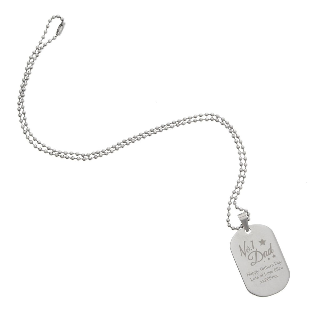 Personalised No.1 Dad Stainless Steel Dog Tag Necklace - Engraved Memories