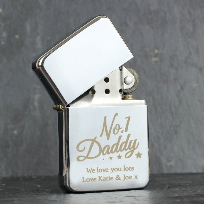 Personalised No.1 Daddy Silver Lighter - Engraved Memories