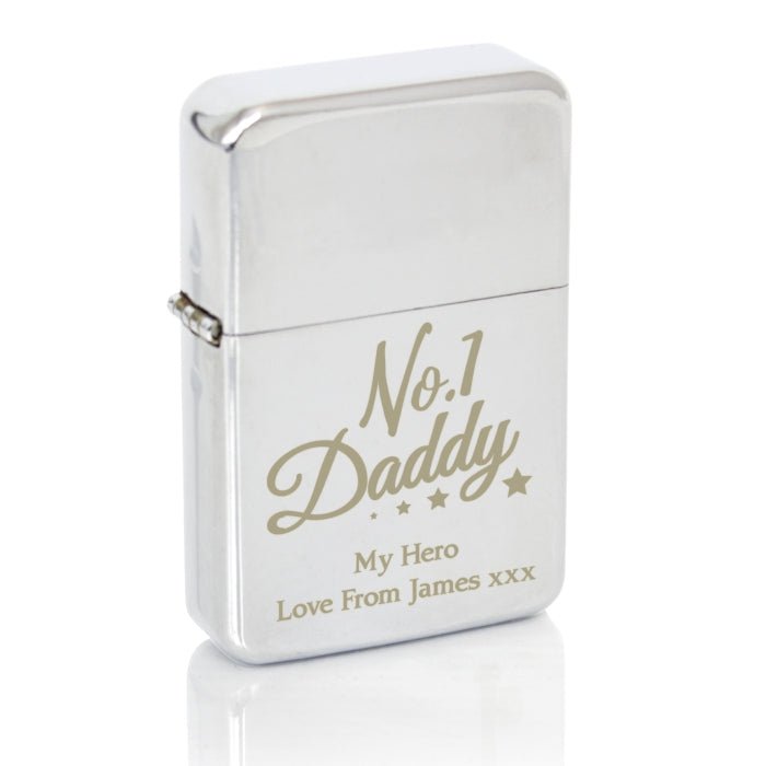 Personalised No.1 Daddy Silver Lighter - Engraved Memories