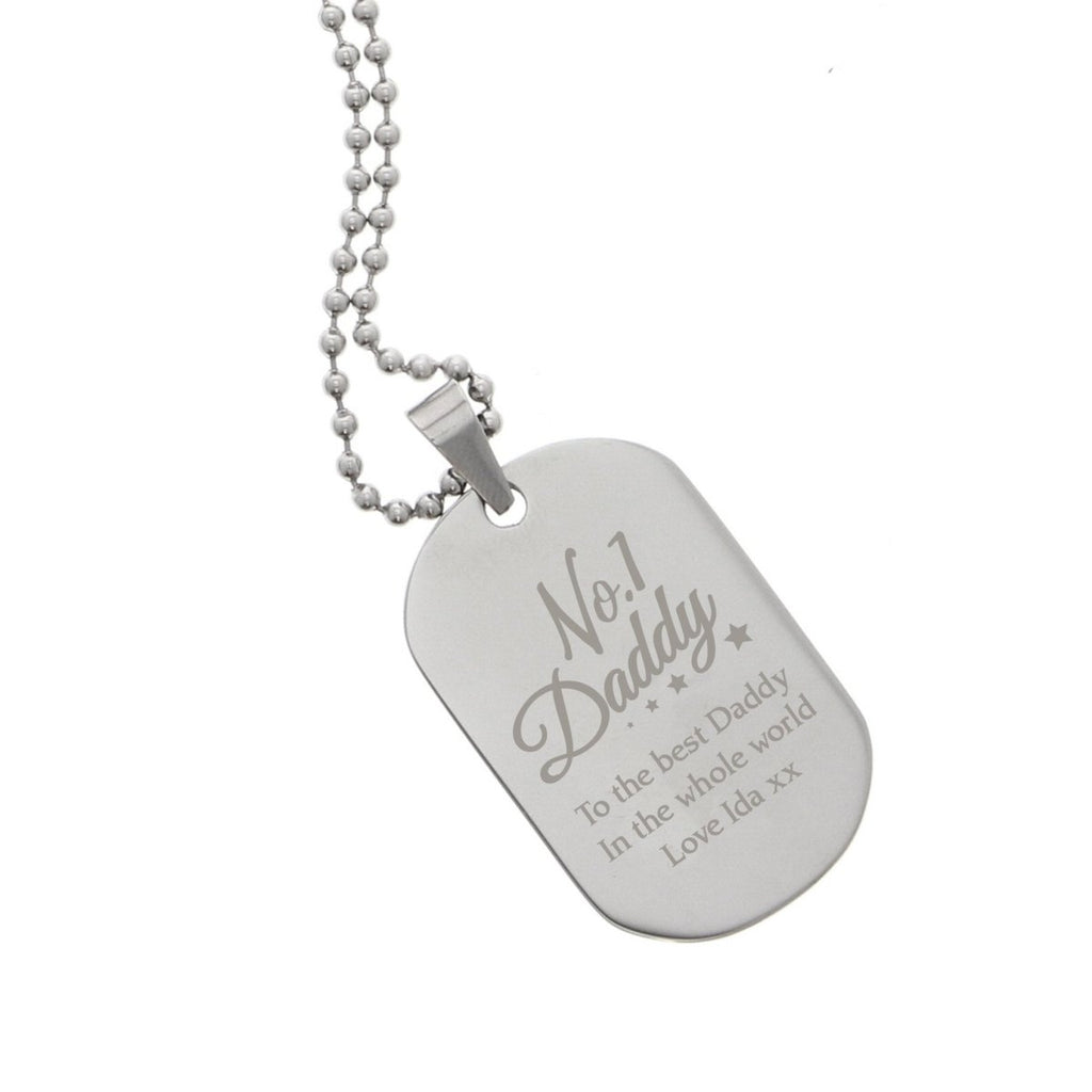 Personalised No.1 Daddy Stainless Steel Dog Tag Necklace - Engraved Memories