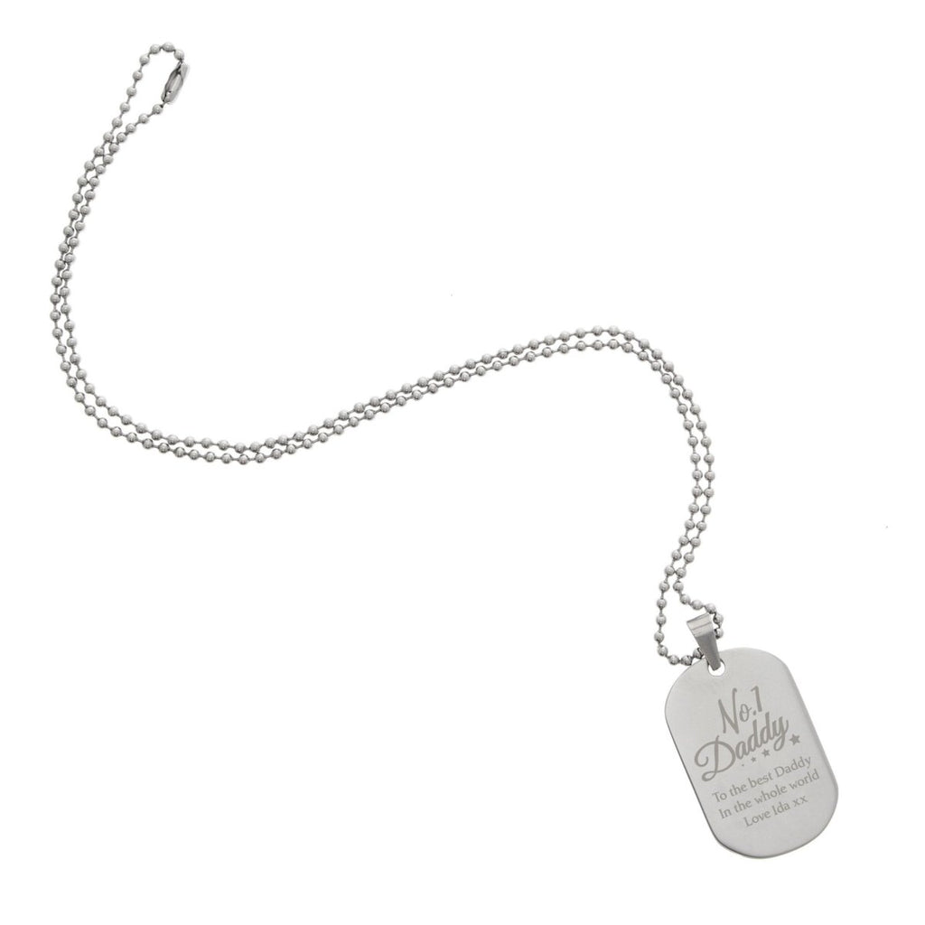 Personalised No.1 Daddy Stainless Steel Dog Tag Necklace - Engraved Memories