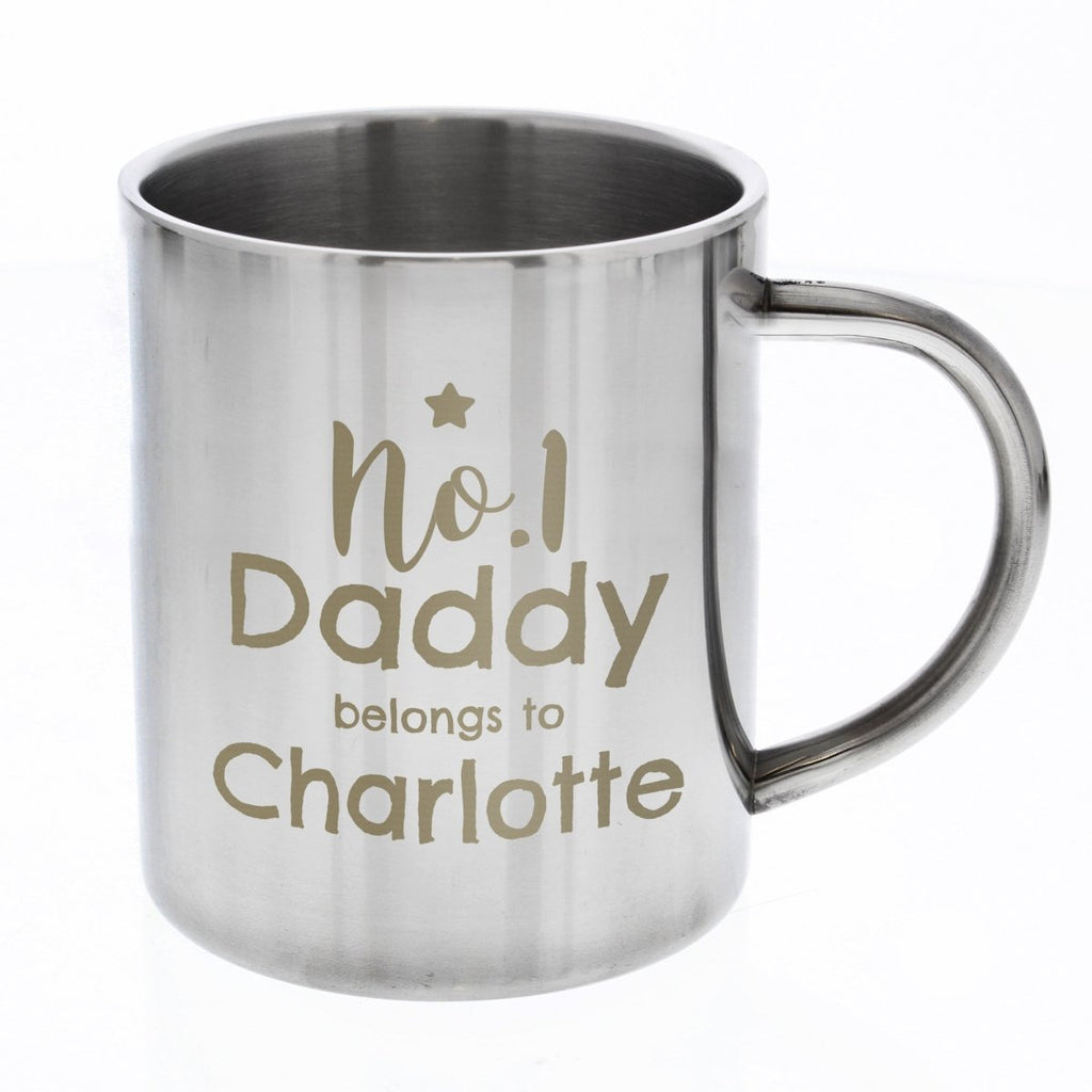 Personalised No.1 Daddy Stainless Steel Mug, Father's day Gift for Men - Engraved Memories