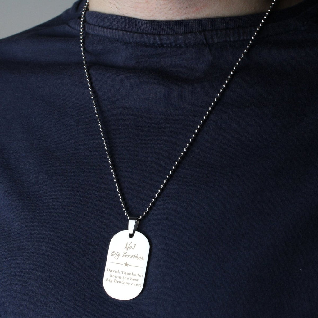 Personalised No.1 Stainless Steel Dog Tag Necklace - Engraved Memories