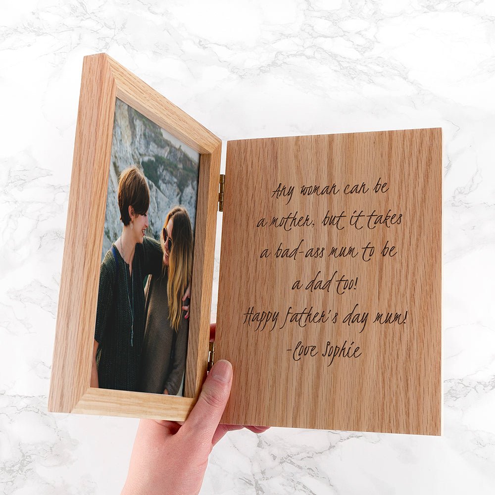 Personalised Oak Book Photo Frame - Engraved Memories