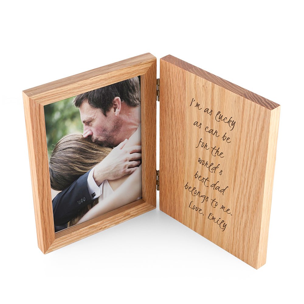 Personalised Oak Book Photo Frame - Engraved Memories