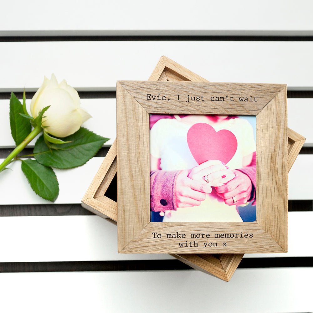 Personalised Oak Couples Photo Cube Keepsake Box - Engraved Memories