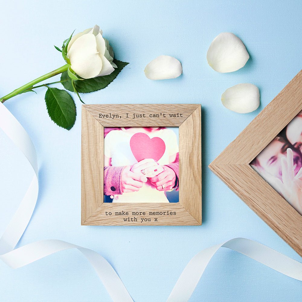 Personalised Oak Couples Photo Cube Keepsake Box - Engraved Memories