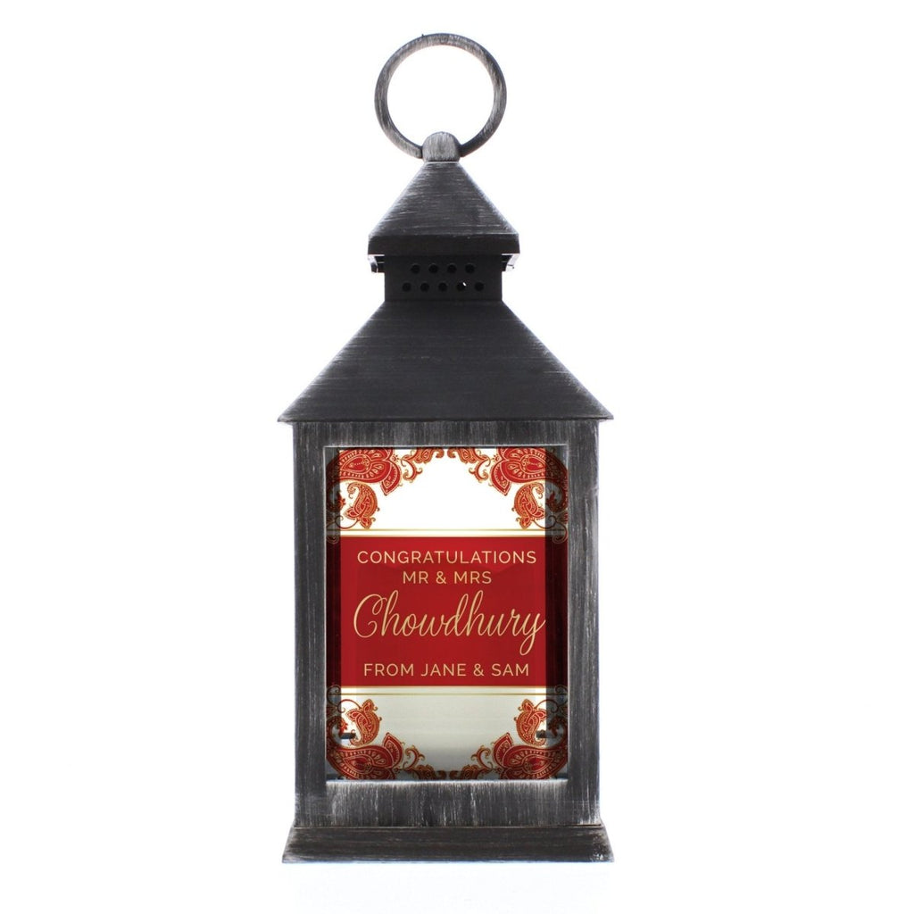 Personalised Paisley Wedding Rustic Black Lantern - Engraved Memories