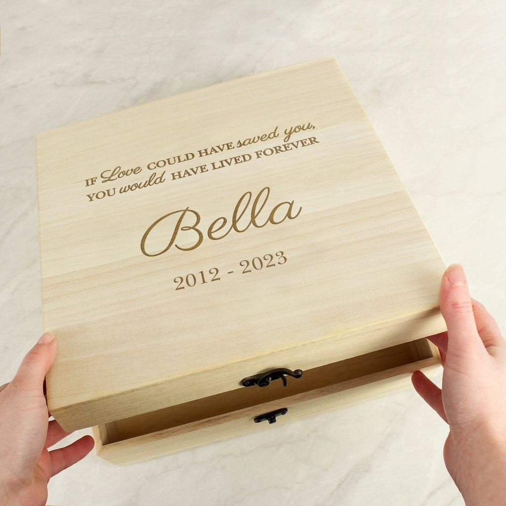 Personalised Pet Memorial Large Wooden Keepsake Box - Engraved Memories