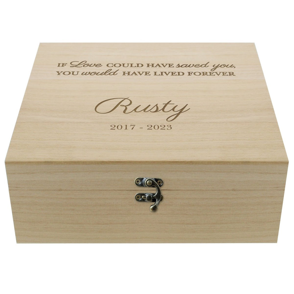 Personalised Pet Memorial Large Wooden Keepsake Box - Engraved Memories