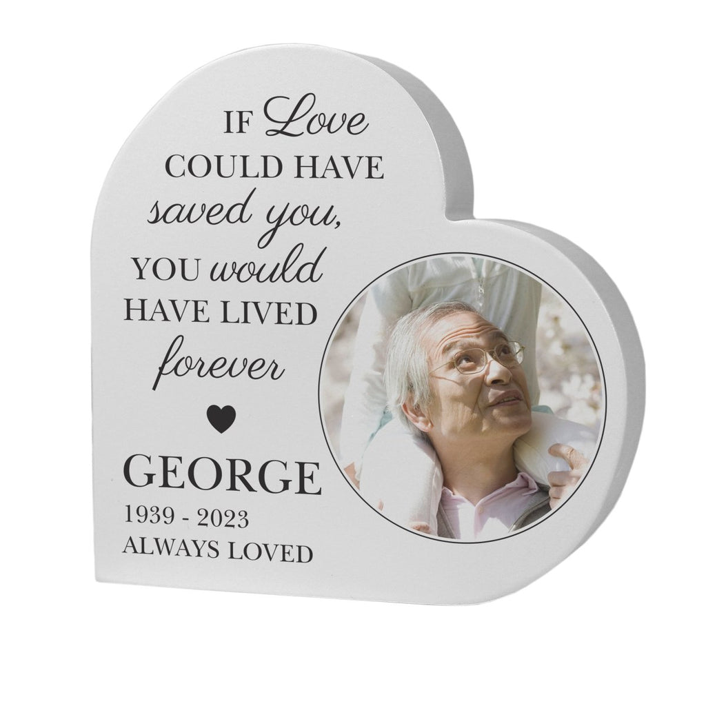 Personalised Pet Memorial Photo Upload Free Standing Heart Ornament - Engraved Memories