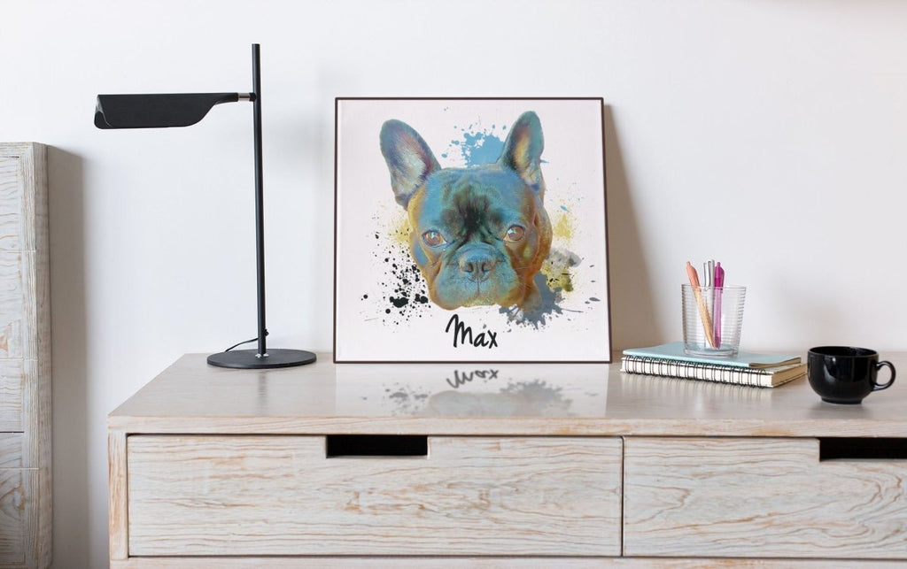 Custom Personalised Pet Portrait Illustration on Glossy Wooden Photo Panel - Engraved Memories