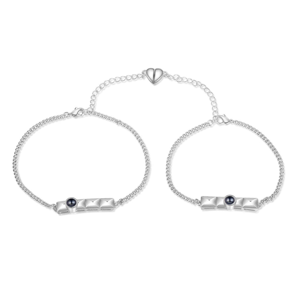 Personalised Photo Projection Heart Charm Adjustable Bracelet - Engraved Memories