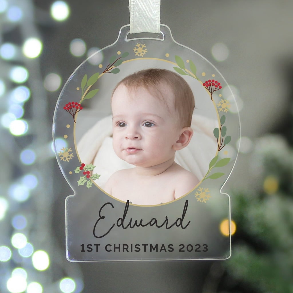 Personalised Photo Upload Acrylic Christmas Decoration - Engraved Memories
