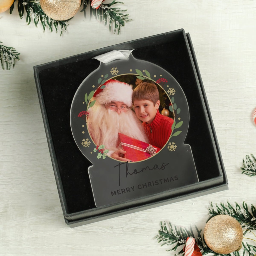 Personalised Photo Upload Acrylic Christmas Decoration - Engraved Memories