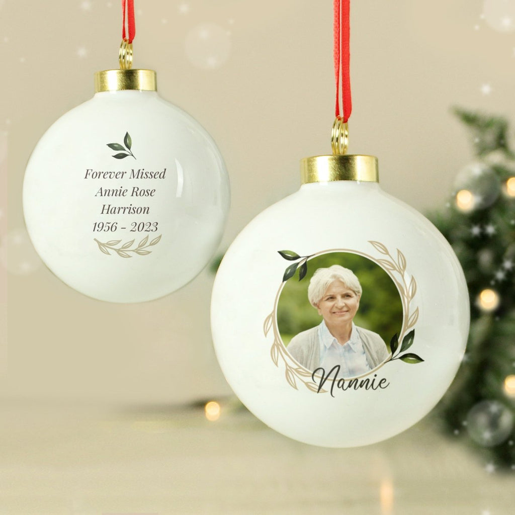 Personalised Photo Upload Memorial Bauble - Engraved Memories