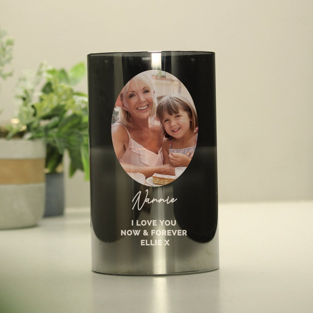 Personalised Photo Upload Smoked Glass LED Candle - Engraved Memories