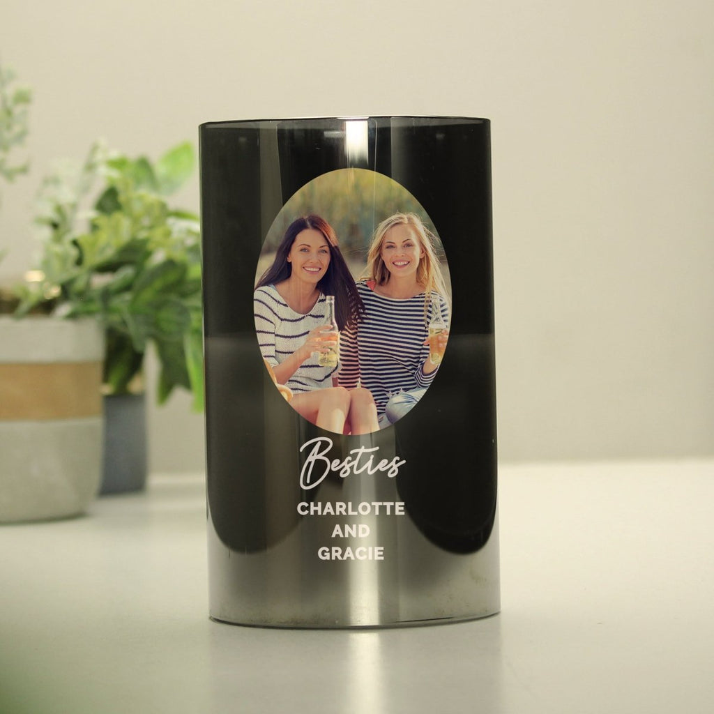 Personalised Photo Upload Smoked Glass LED Candle - Engraved Memories