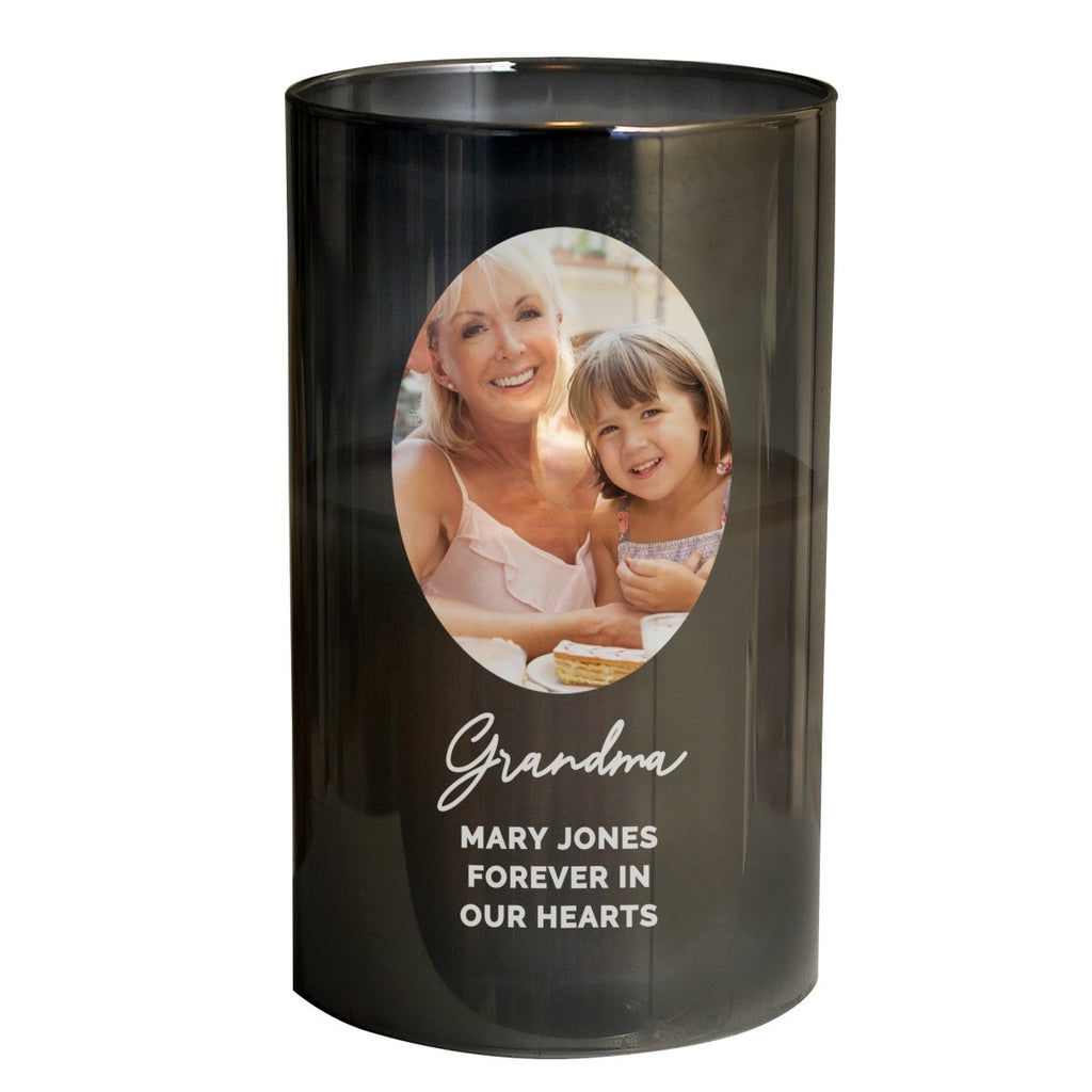 Personalised Photo Upload Smoked Glass LED Candle - Engraved Memories