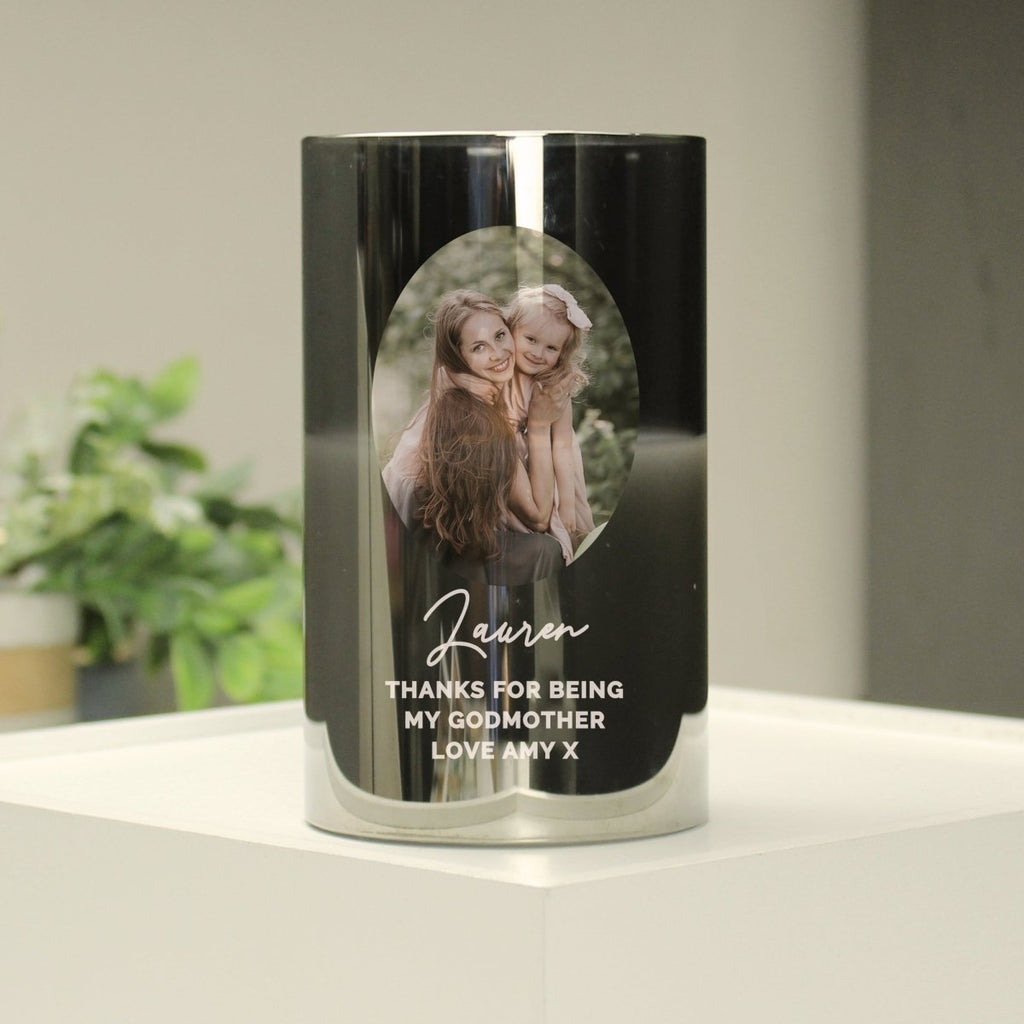 Personalised Photo Upload Smoked Glass LED Candle - Engraved Memories