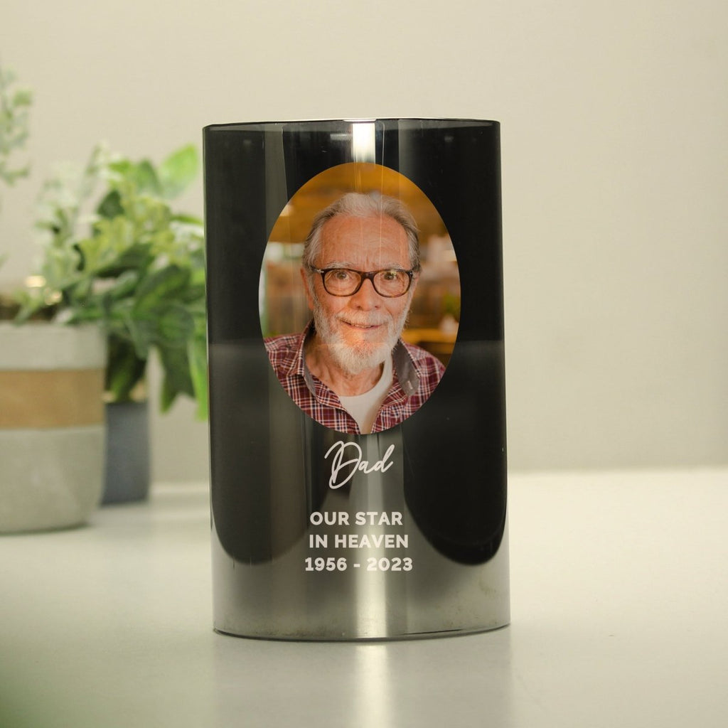 Personalised Photo Upload Smoked Glass LED Candle - Engraved Memories