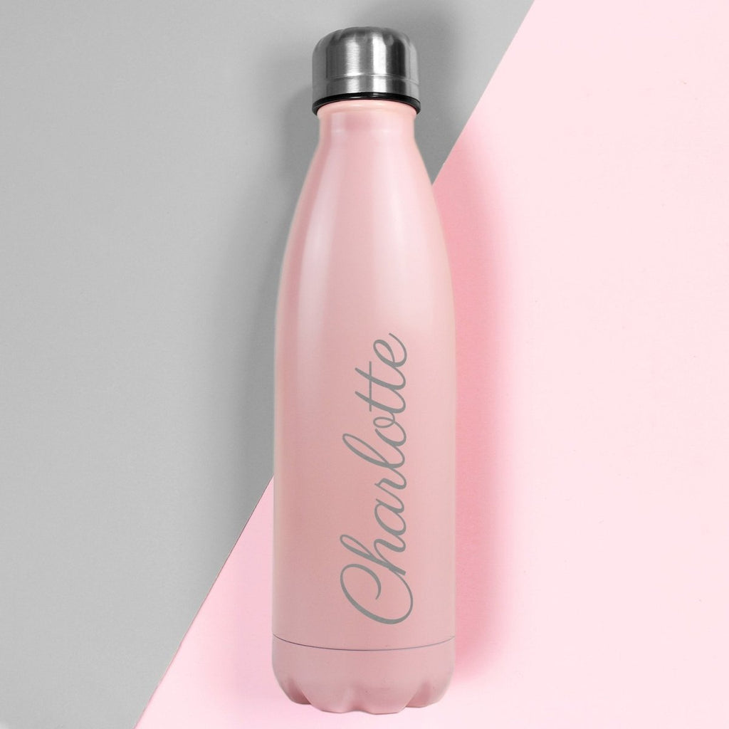 Personalised Pink Metal Insulated Drinks Bottle - Engraved Memories