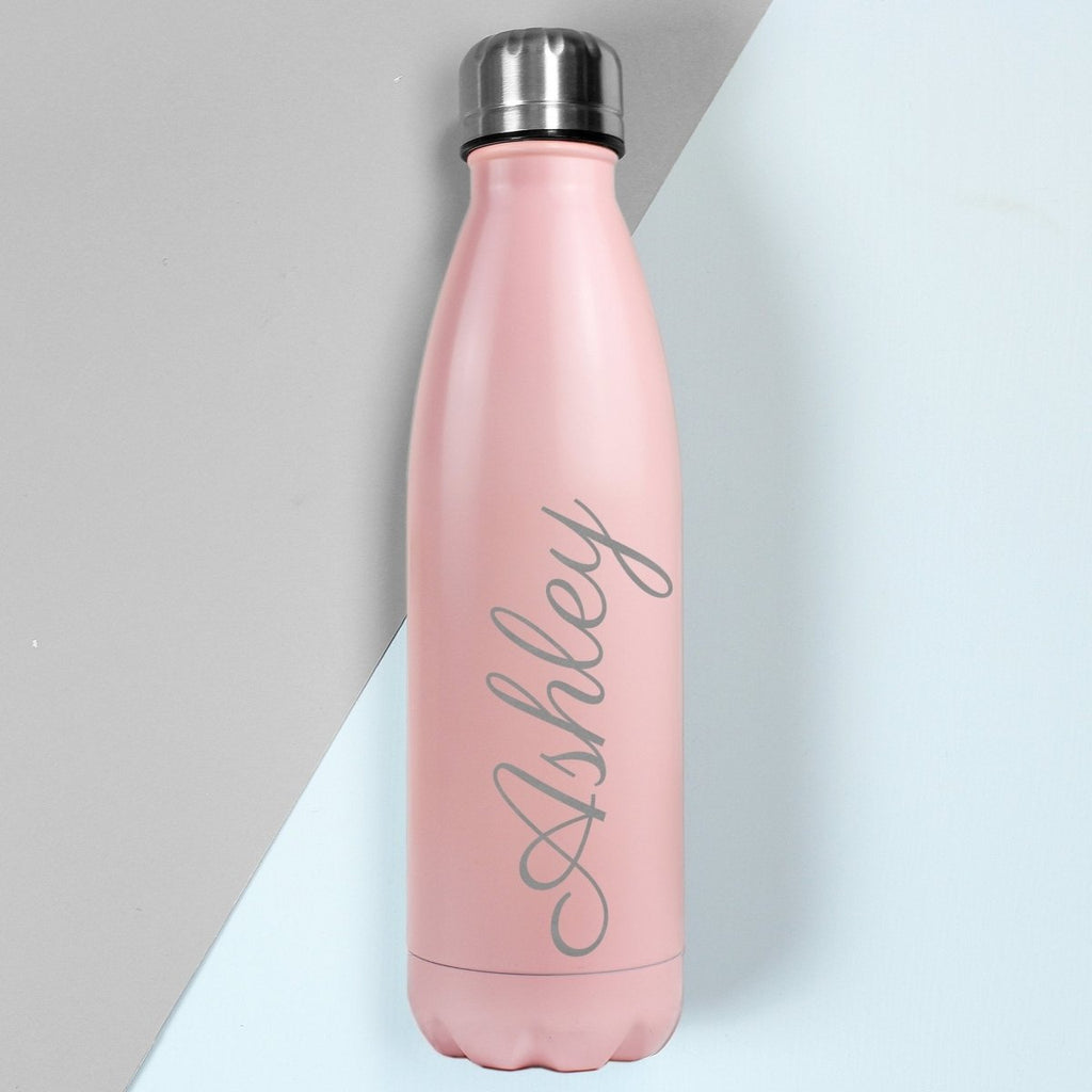 Personalised Pink Metal Insulated Drinks Bottle - Engraved Memories