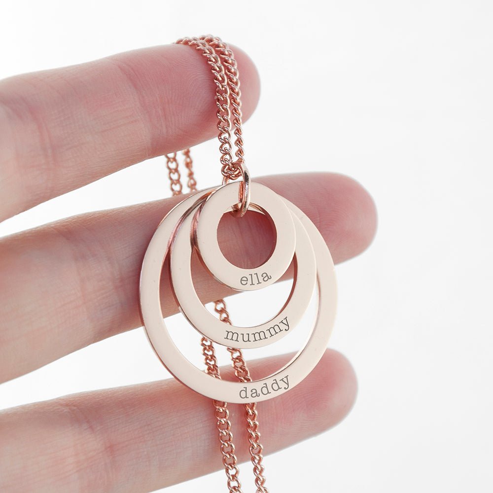 Personalised Rings of Love Necklace - Engraved Memories