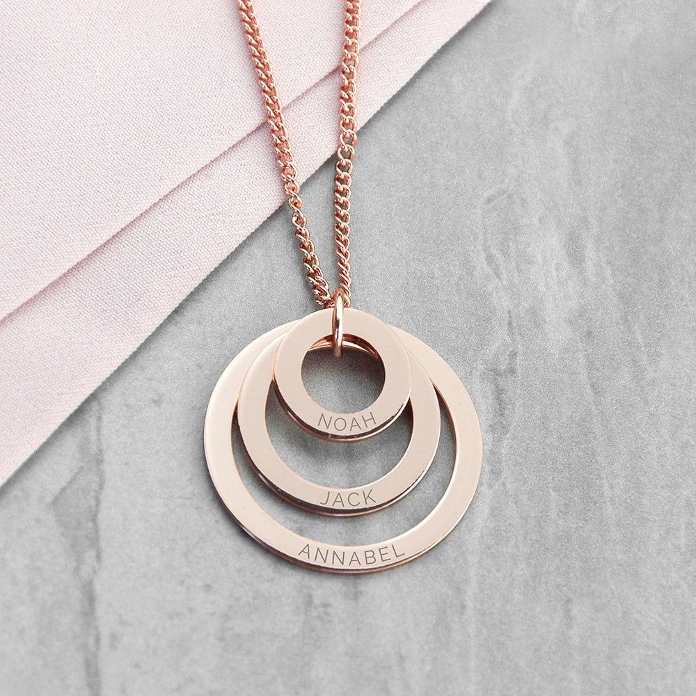 Personalised Rings of Love Necklace - Engraved Memories