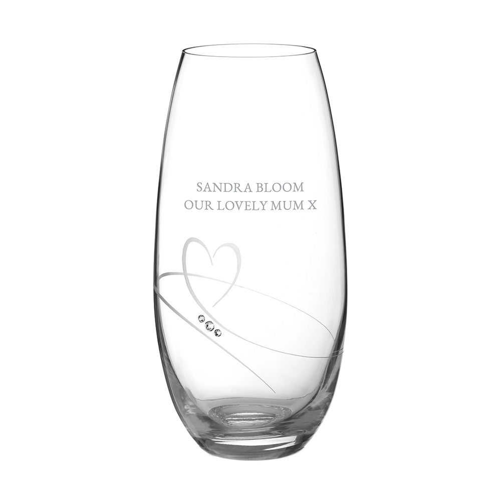 Personalised Romantic Barrel Vase with Swarovski Crystals - Engraved Memories