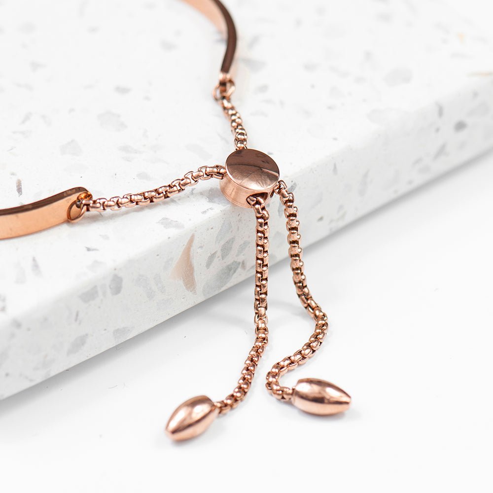 Personalised Rose Gold Affirmation Bangle Bracelet - Engraved Memories