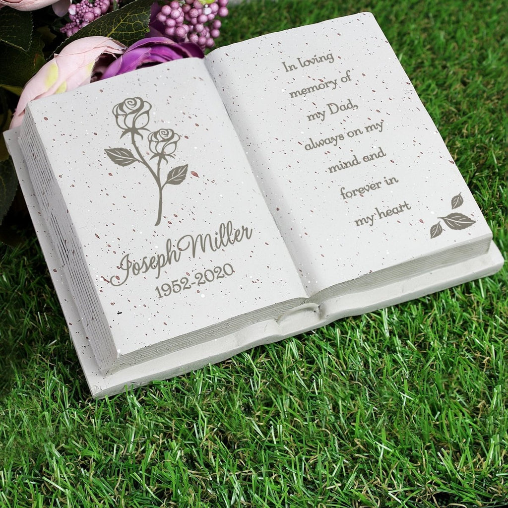 Personalised Rose Memorial Book - Engraved Memories