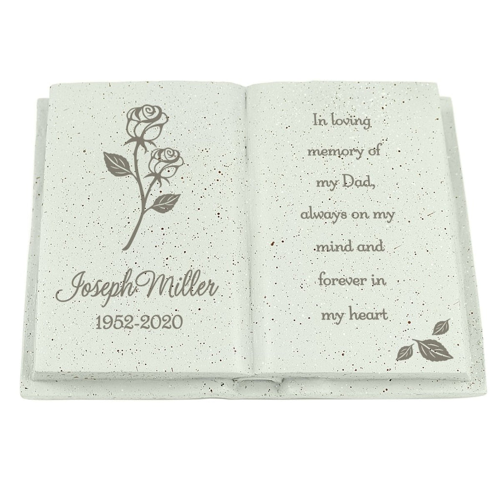 Personalised Rose Memorial Book - Engraved Memories